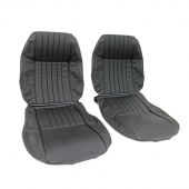 Black - Front Seat Covers - Pair - Leather Faced - Vertical Flute - Mini 96-00