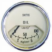 Smiths Mechanical Oil Pressure Gauge - Magnolia Face with Chrome Bezel 