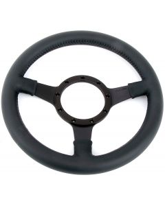 Classic Mini Moto-Lita 12" Dished Leather Steering Wheel with a Black Spoke
