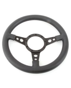 13" Moto-Lita Dished Black Leather Steering Wheel with Black Spokes for Classic Mini