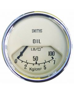Smiths Mechanical Oil Pressure Gauge - Magnolia Face with Chrome Bezel 