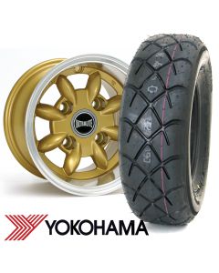 6" x 10" gold Ultralite alloy wheel and Yokohama A032 tyre package