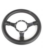 12" Moto-Lita Dished Black Leather Steering Wheel with Polished Spokes