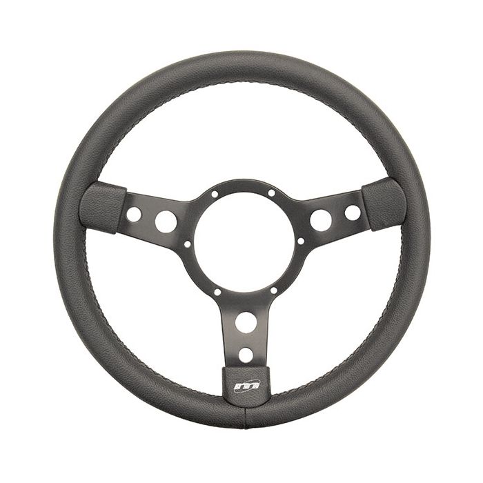 Classic Mini steering wheel 320mm - Black Leather & Black Spokes by Mountney