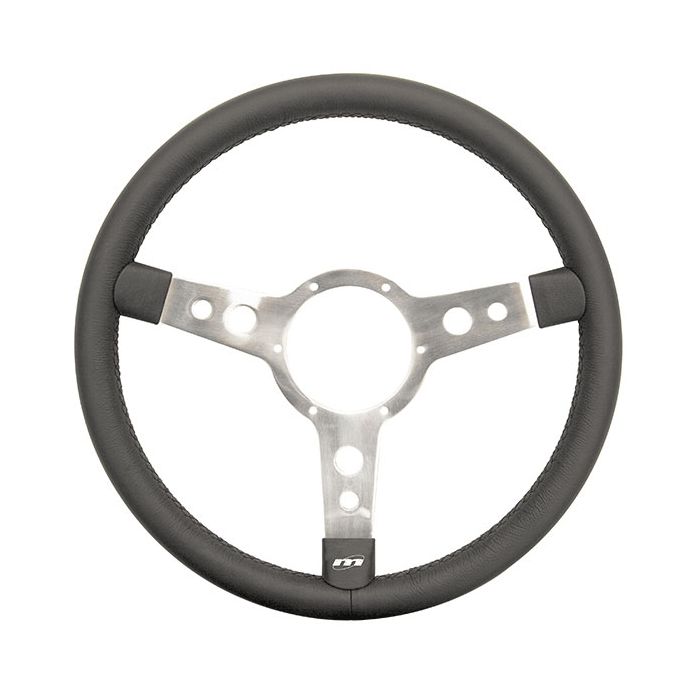 Classic Mini Mountney Black Vinyl Steering Wheel - 320mm Polished 