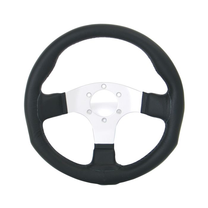 Mountney M Range 320mm - Black Leather & Silver Spokes