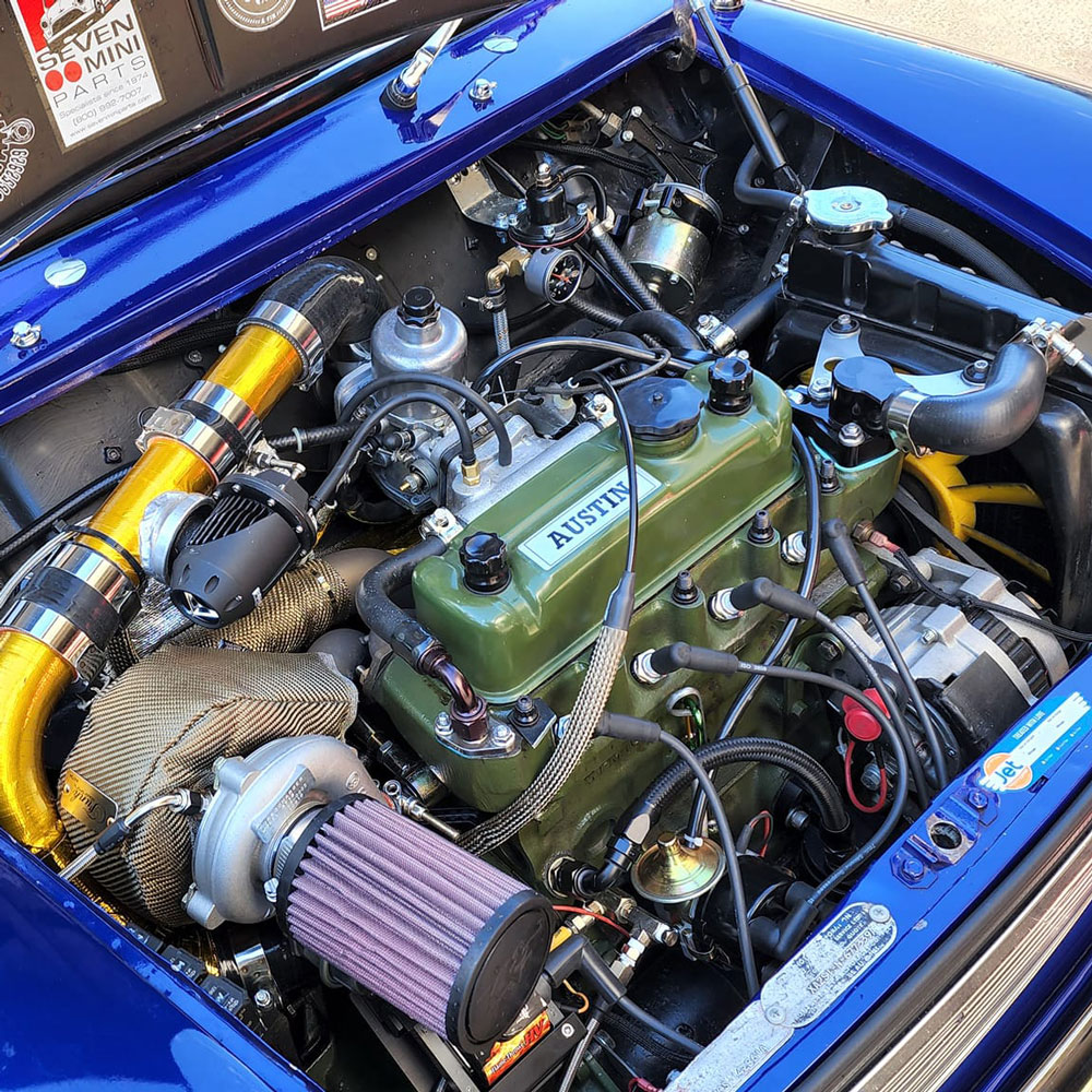 JET Turbo Kit fitted in a blue classic Mini 